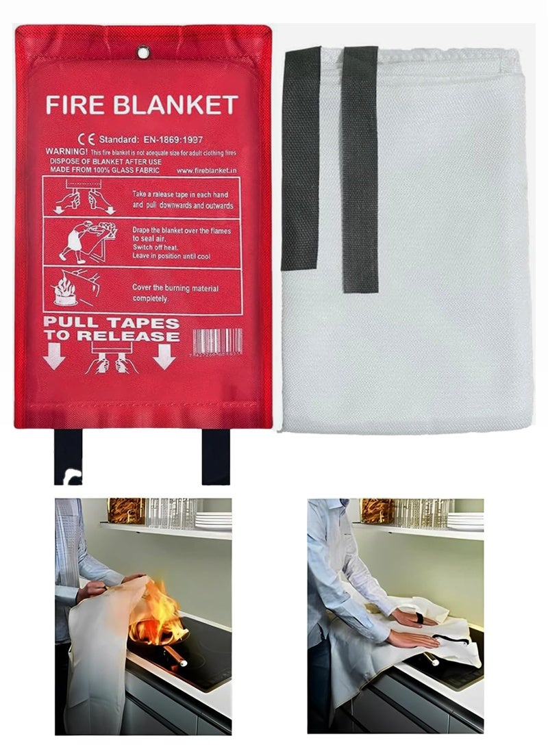 Fire Emergency Blanket,Fire Blanket for Home and Kitchen,Camping Emergency Blankets,Emergency Fire Retardant Blankets for House,Fireproof Blanket Welding Blanket for Kitchen,Grill,BBQ - Image 1